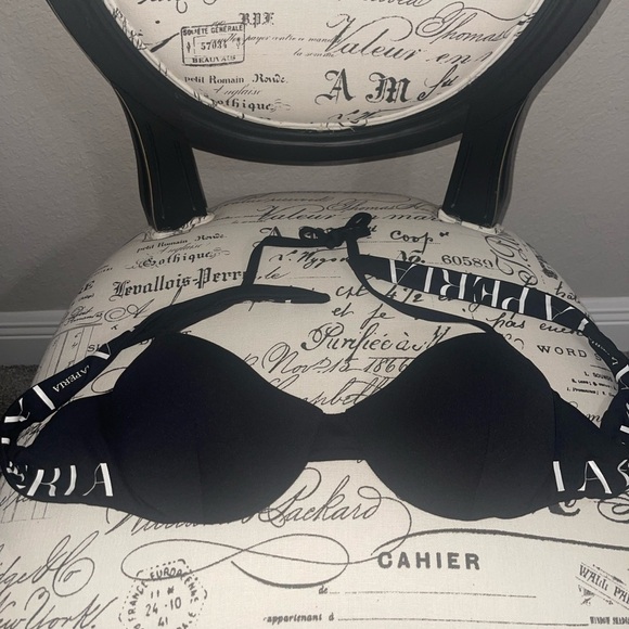 LA PERLA Balconette Bikini Black White Logo Strap Halter Light Padding Underwire - Picture 4 of 10